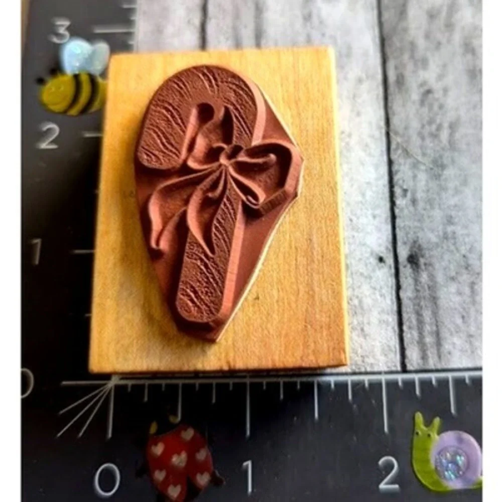Comotion Candy Cane With Bow 363 1989 Rubber Stamp Wood #C66